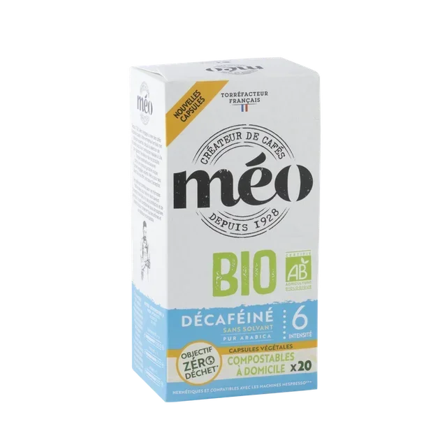 20 Κάψουλες CAFES MEO Βιολογικές Χωρίς Καφεΐνη - Συμβατές με Nespresso* Original