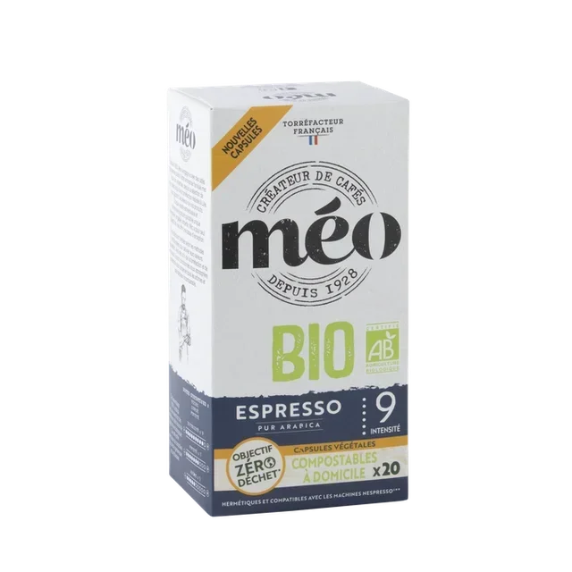 20 ekologiska kaffekapslar CAFES MEO – kompatibla med Nespresso* Original