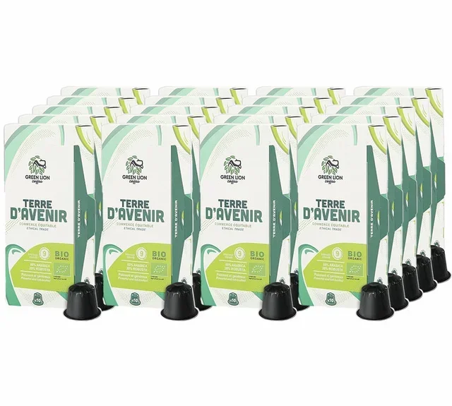 200 cápsulas compatibles con Nespresso* Original Terre d'avenir para profesionales Comercio Justo Bio - GREEN LION COFF