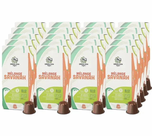 200 capsule compatibili Nespresso* Original Il miscela Savannah per professionisti Bio - GREEN LION COFFEE