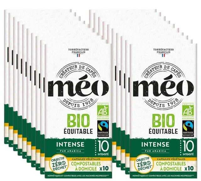 Κάψουλες Cafés Méo Bio Max Havelaar Intense – 200 τμχ συμβατές Nespresso* Original, βιοδιασπώμενες, επαγγελματικής ποιότητας