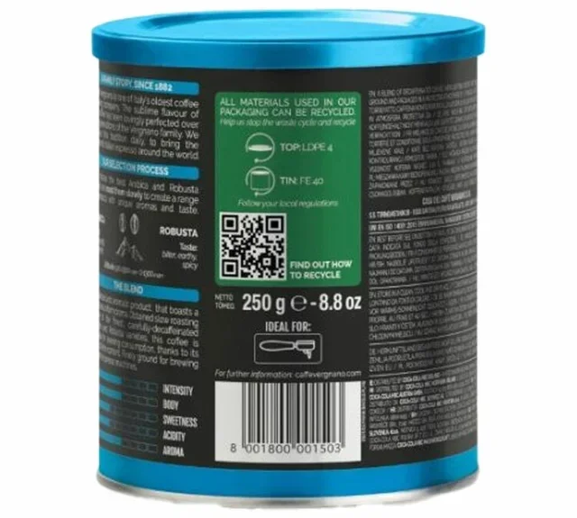 250 γρ. – Αλεσμένος καφές – 1882 Décaffeinato – CAFFÈ VERGNANO