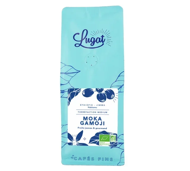 LUGAT 250 g – jauhettu kahvi – Etiopialainen Moka Gamoji, luomu, yleiskäyttöinen jauhatus