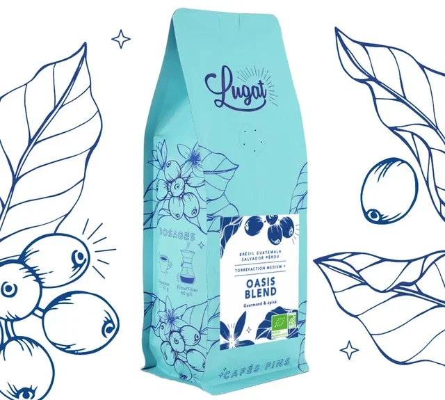 250 g - Café en Grano - Mezcla Oasis - Galardonado Mejor Producto Ecológico - LUGAT