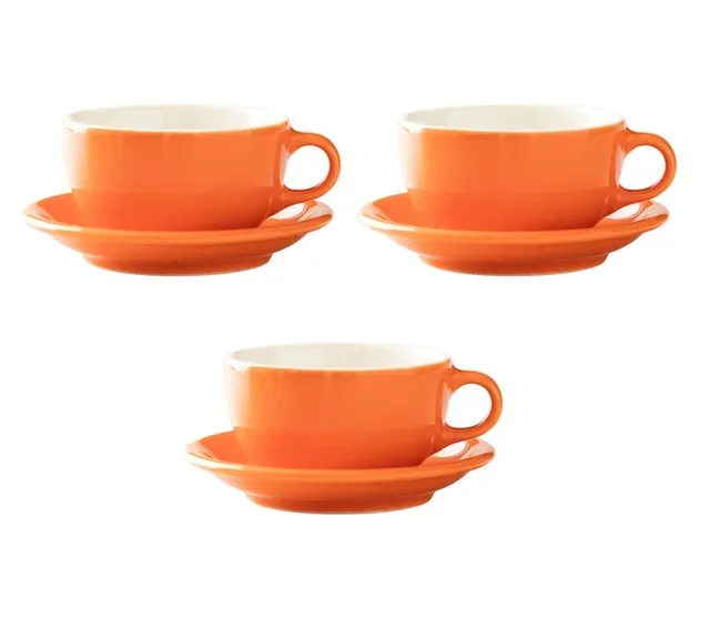 3 cups and saucers Latte Bowl orange - ORIGAMI