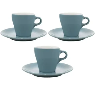 3 Espresso Cups and Saucers Origami Turquoise - 9cl
