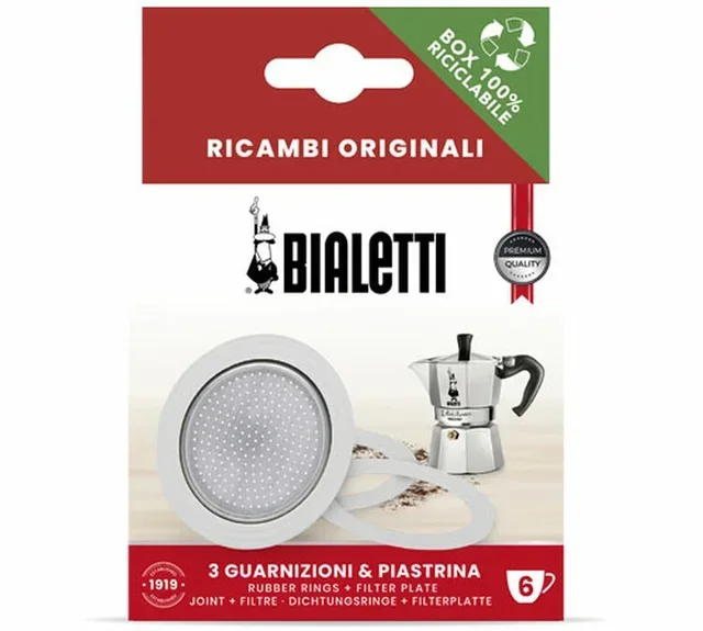 3 Gaskets + 1 Filter Set for BIALETTI ALU 6-Cup Moka Pot