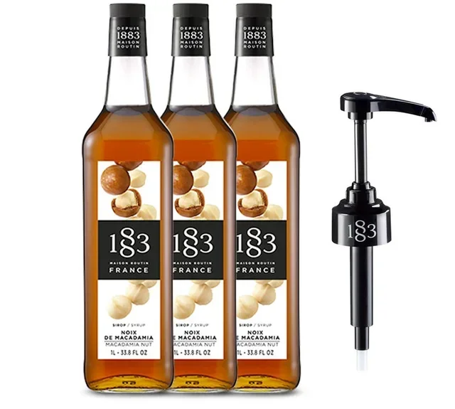 Pack 3 Siropes 1883 Routin Nuez Macadamia - 3x1L + Bomba Dosificadora