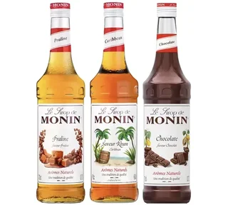 Пакет 3 Сирупа MONIN 70 cl - Чоколада, Пралинa, Рум