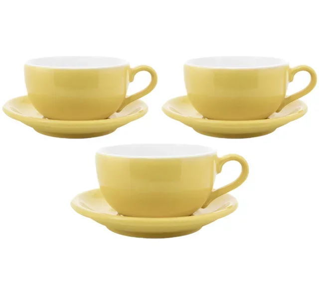 Žute Latte Bowl šalice s tanjurićima 25 cl, 3 kom - ORIGAMI