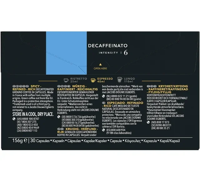 30 kompatybilnych kapsułek Nespresso* Original - Bezkofeinowa - L'OR ESPRESSO