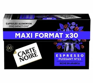 30 kapszula kompatibilis a Nespresso* Original Espresso Erős 11. számúval - CARTE NOIRE