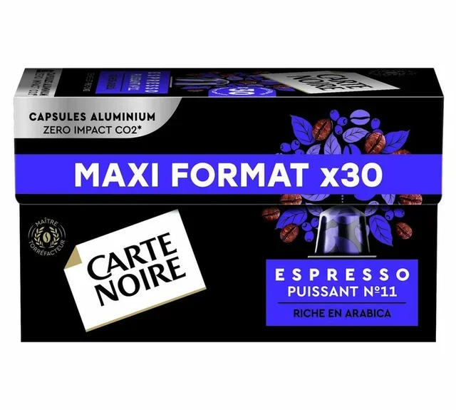 30 Nespresso* Original Compatible Capsules - Espresso Intense No.11 by CARTE NOIRE