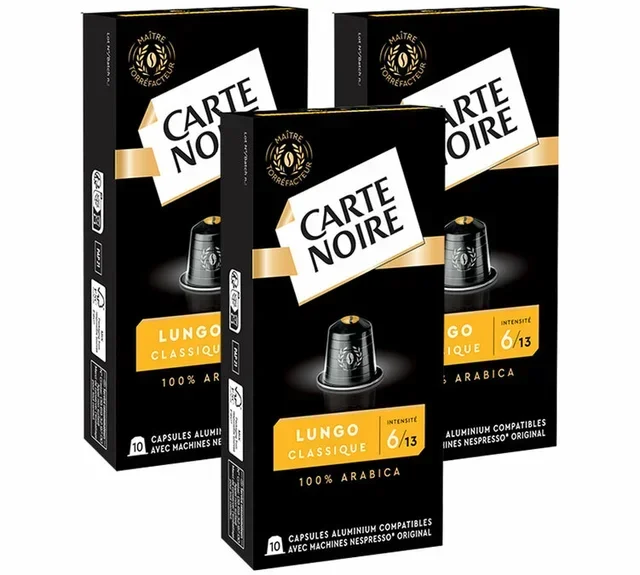 30 Nespresso* Original Compatible Capsules Espresso Lungo N°6 - CARTE NOIRE