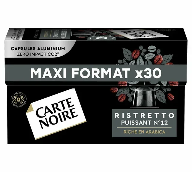 30 Nespresso* Original Compatible Capsules - Ristretto Puissant N°12 - CARTE NOIRE