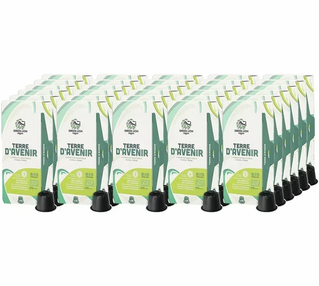 300 Cápsulas compatibles para Nespresso* Original Tierra del Futuro para profesionales Comercio Justo Bio - GREEN LION COFF