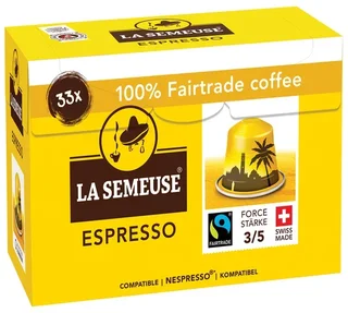 33 LA SEMEUSE Capsules Compatible with Nespresso* Original - Fairtrade Espresso