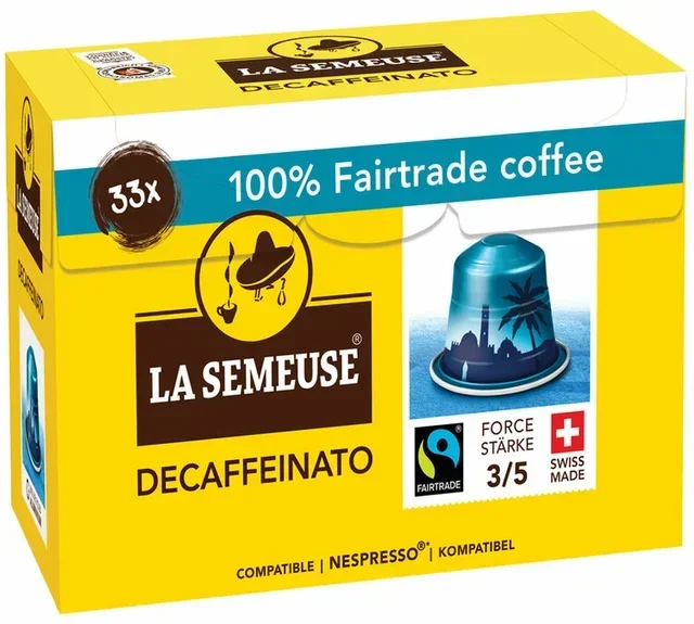 33 cápsulas compatibles Nespresso* Original Descafeinado – Fairtrade – LA SEMEUSE