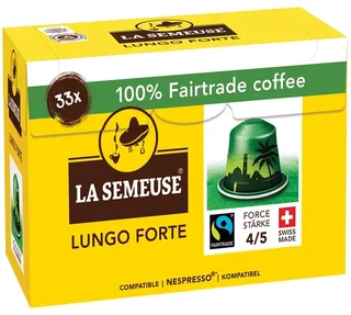 33 Nespresso* Original Compatible Capsules - Lungo Forte - Fairtrade - LA SEMEUSE