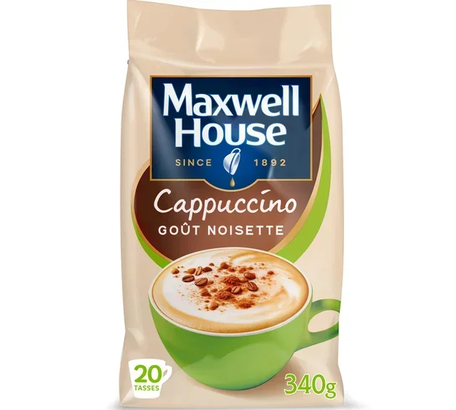340 g – Snabbkaffe för professionellt bruk – Hasselnöt Cappuccino – MAXWELL HOUSE