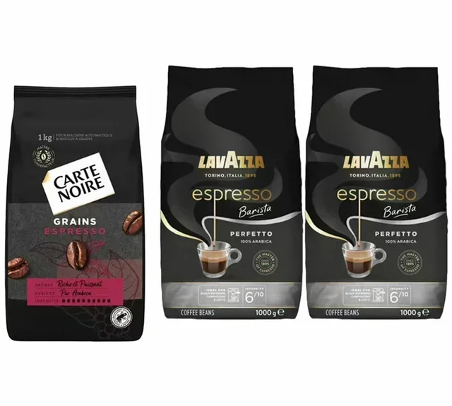 3kg Whole Bean Coffee Bundle - LAVAZZA Espresso Barista Perfetto 2kg &amp; CARTE NOIRE Espresso 1kg