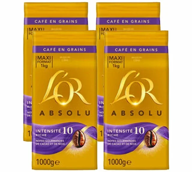 4 x 1 kg - Whole Bean Coffee - Intensity 10 - L'OR