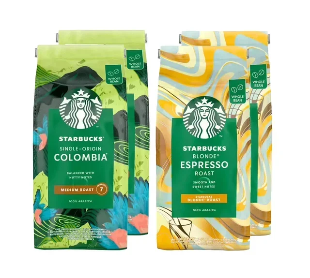 4 x 450 g - Whole bean coffee - Pack of 2 x Blonde Espresso Roast &amp; 2 x Single Origin Colombia - STARBUCKS