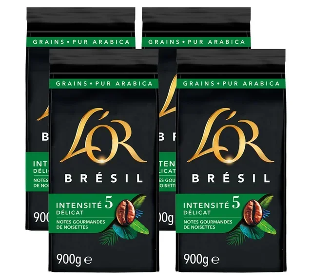 4 x 900 g - Whole Bean Coffee - Brazil - L'OR