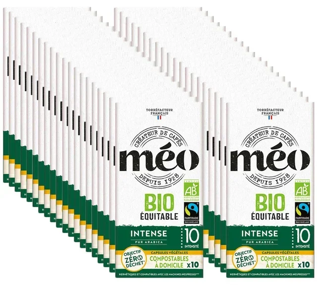 400 κάψουλες συμβατές με Nespresso* Original, επαγγελματικής ποιότητας, βιοδιασπώμενες, Bio Max Havelaar Intense - CAFES MEO