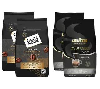 4kg Whole Bean Coffee Bundle - 2 kg Lavazza Perfetto &amp; 2 kg Carte Noire Classique