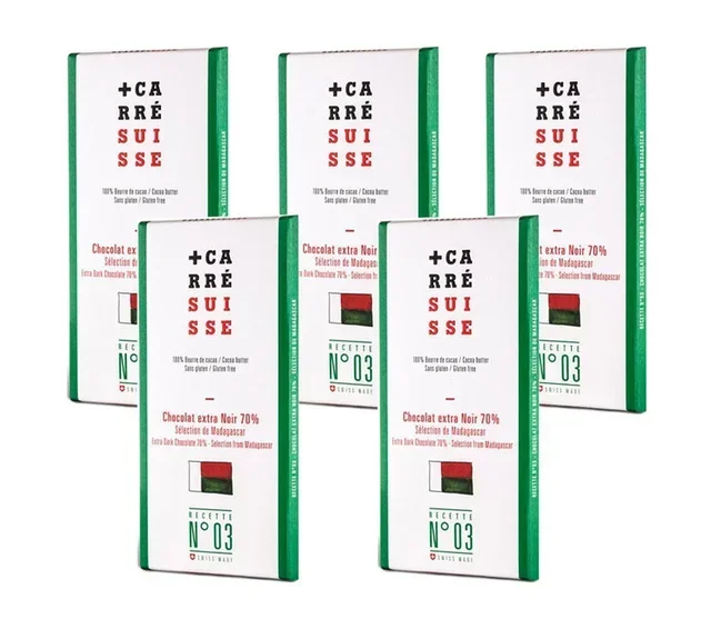5-Pack Extra Dark Chocolate 70% Madagascar - 5x100g - CARRÉ SUISSE