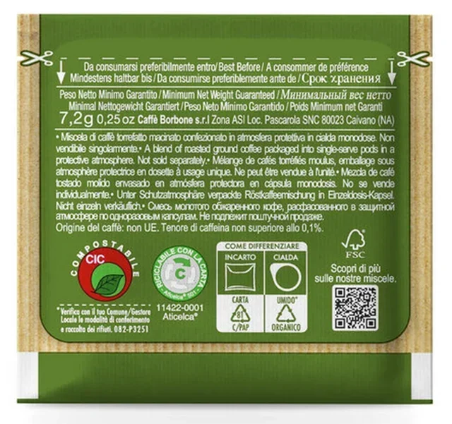 50 ESE pods - Miscela Dek - CAFFE BORBONE