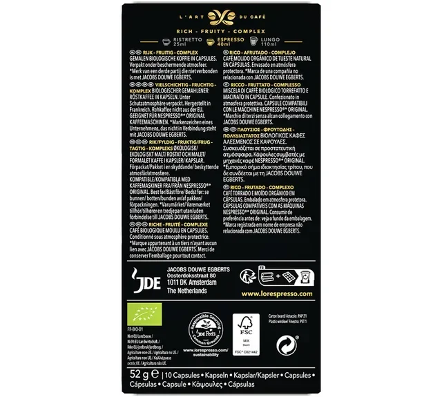 50 kapselia yhteensopiva Nespresso* Original Intensiivinen Luomu Bio - L'OR ESPRESSO