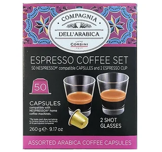 50 kompatybilnych kapsułek Nespresso* Original + 2 szklanki do espresso - CORSINI