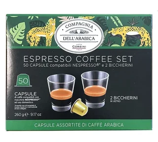50 kompatybilnych kapsułek Nespresso* Original + 2 szklanki do espresso - CORSINI