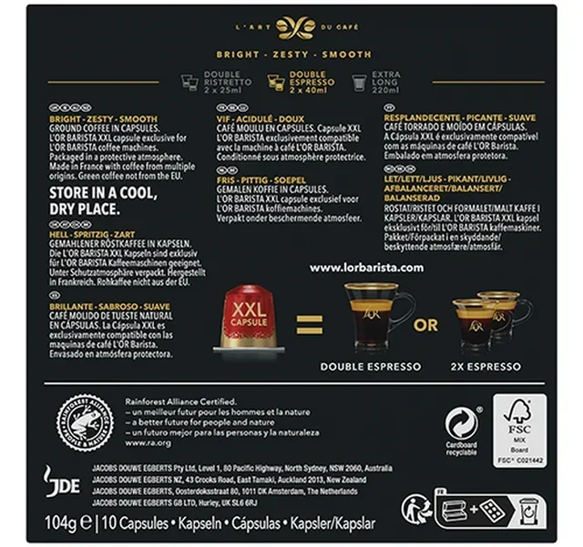 L'Or Barista XXL Double Espresso – Интензитет 7 (50 капсули)