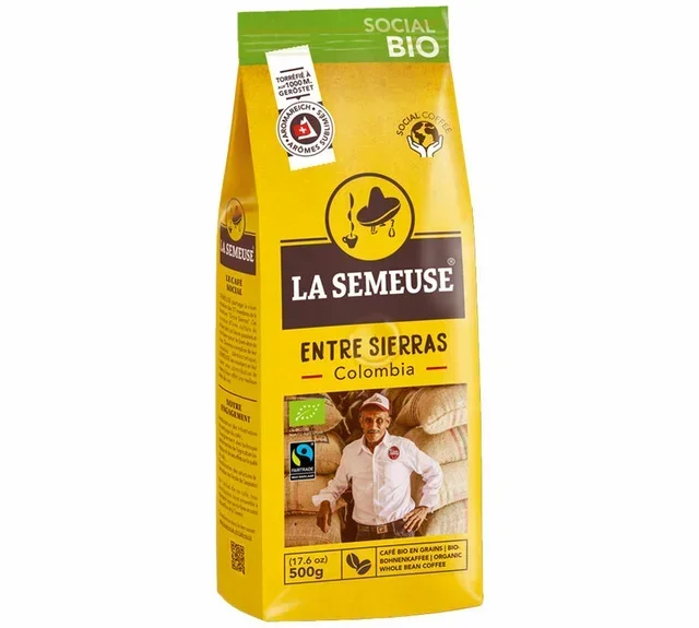 500 g - Whole Bean Coffee - Between Colombian Sierras Organic - Fairtrade - LA SEMEUSE