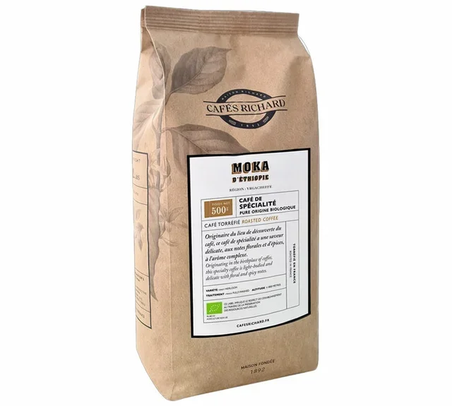 500 g - Caffè in Grani - Moka dell'Etiopia Bio - CAFÉS RICHARD