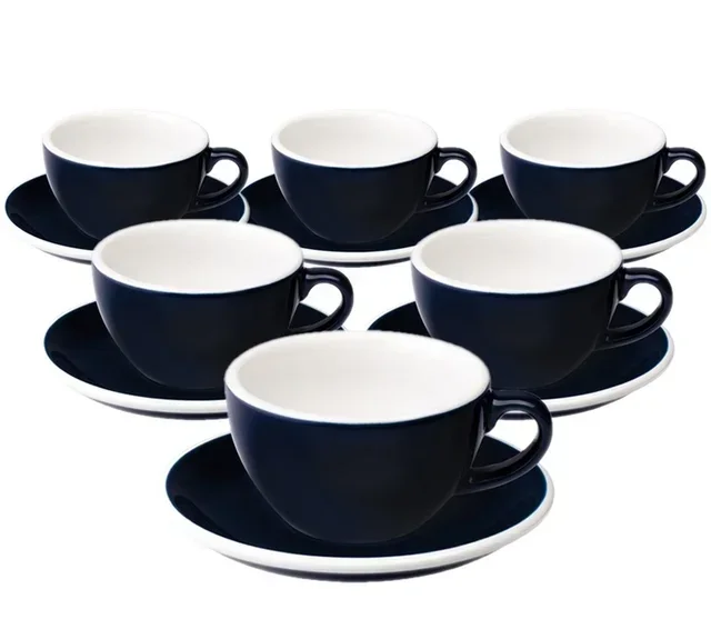6 Tazas y platillos para Capuchino Egg 20 cl Denim Loveramics