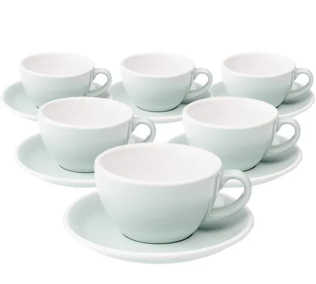 6 Tazas de capuchino y platillos Egg 20 cl River Blue - Loveramics