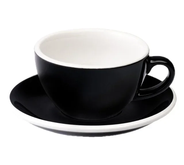 6 tazas de capuchino y sus correspondientes platillos de 20 cl, color negro - Loveramics.