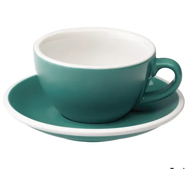 6 Tazas de capuchino y platillos Egg 20 cl Verde azulado - Loveramics