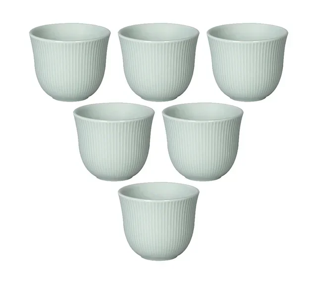 6 Chávenas de café em relevo 150 ml azul celadão - LOVERAMICS