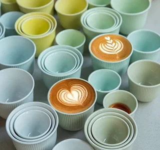 6 Chávenas de café em relevo 250 ml azul celadão - LOVERAMICS