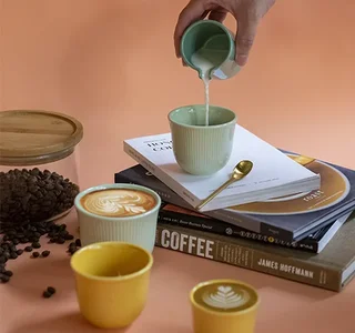 6 Tłoczone filiżanki do kawy 250 ml zielony - LOVERAMICS