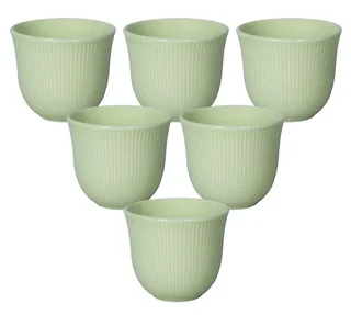 6 Tłoczone filiżanki do kawy 250 ml zielony - LOVERAMICS