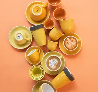 6 Uzdignuta šalica za kavu LOVERAMICS 250 ml narančasta