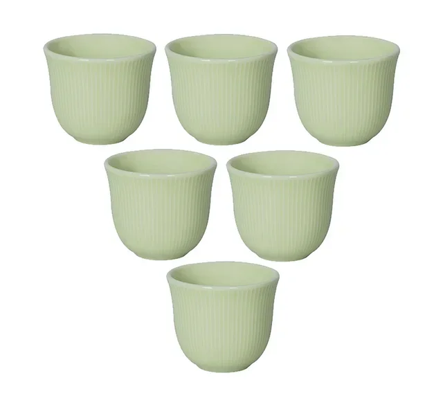 6 tazas de café con relieve de 80 ml, color verde - LOVERAMICS