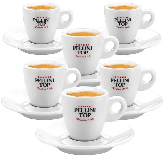 6 tazze e piattini da caffè in porcellana - 6 cl - PELLINI TOP