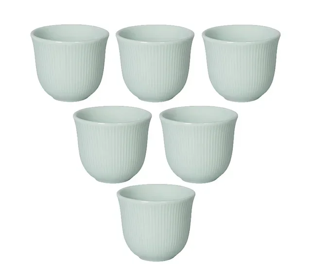6 Relief coffee cups 80 ml celadon blue - LOVERAMICS